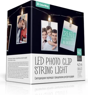 Productafbeelding van COLORWAY LED-verlichting voor foto's / 40 LED's / lengte 4,2 meter / warm wit licht / werkt op 3 AA-batterijen