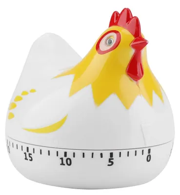 Productafbeelding van Mechanische keukentimer - 60 minuten timer voor korte tijdsperiodes, in de vorm van een cartoonkip - Geschikt voor koken en bakken - Wit