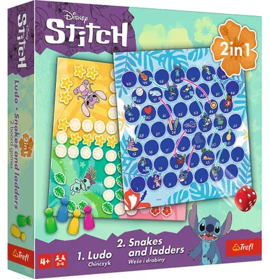 Zdjęcie produktu dla Gra klasyczna Lilo & Stitch, 2w1 Chińczyk / Węże i drabiny