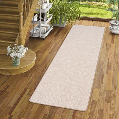 Produktbild von Läufer Feinschlinge Designer Teppich Circle Beige, Größe:100x400 cm