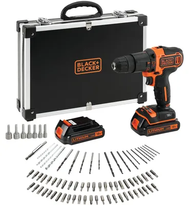 Obrázok produktu pre Black & Decker BDCHD18BAFC-QW, Pištoľová vŕtačka, Čierna, Oranžová, 1400 ot/min, 21000 bpm, 40 Nm, 1 cm