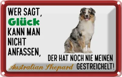 Produktbild von vianmo Blechschild 20x30 cm Glück Australian Shepard Hund Dekoration