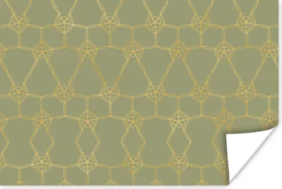 Produktbild von MuchoWow® Poster Muster - Grün - Gold - Linie 120x80 cm - Bilder