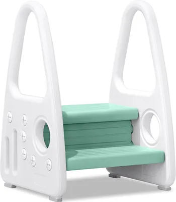 Produktbild von XMTECH Kinder Tritthocker Kinderschemel mit 2 Stufen Trittschemel aus Kunststoff Trittleiter Schemel für Kinder Grün