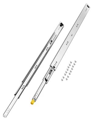 Produktbild von VEVOR 1 Paar Vollauszugsschubladenschienen 16 18 20 24 30 35 37,4 59 24 32 36 40 48 60 Zoll, 250 lbs Tragfähigkeit, verriegelbare Schubladenschienen, Kugellager mit Verriegelung, seitlich montierte Schubladenschiene, 250 lbs-91,4 cm