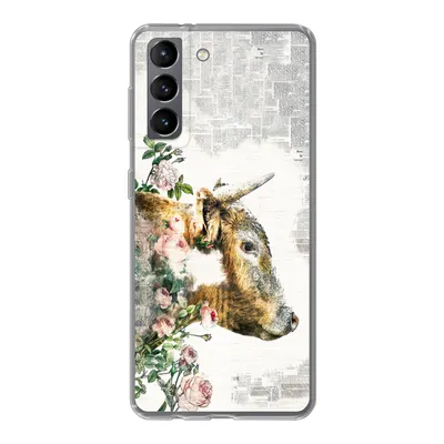 Produktbild von MuchoWow® Handyhülle Schutzhülle Hülle für Samsung Galaxy S21 Schottischer Highlander - Farbe - Blumen Silikon Softcase Handy Hülle - Softcase