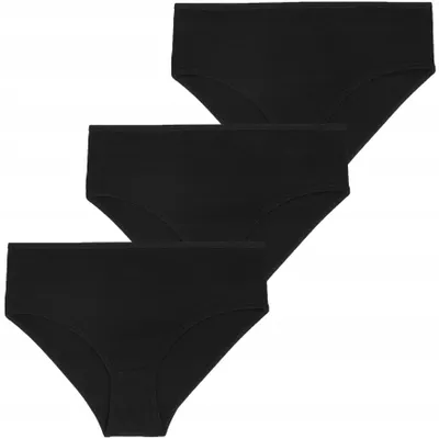 Produktbild von Damenunterhose - Baumwollslip Größe XXL - Damenslip schwarz 3 Stück - Unterwäsche Set - fur Damen