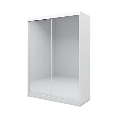 Produktbild von Masseno Schiebetürenschrank BELLINA 160 cm Kleiderschrank Schlafzimmer Schrank 2-türig mit Spiegel Weiß