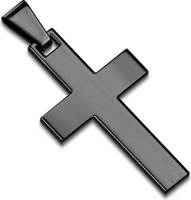 Produktbild von Edelstahl Anhänger Kreuz Halskette Lederkette Kugelkette Damen Herren Autiga® schwarz-nur-anhänger