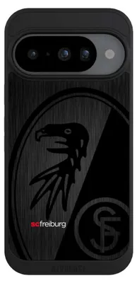 Produktbild von NIVOCASE Handyhülle für Google Pixel 10  Hülle NIVOpure Case Schwarz Metallic Look Offizielles Lizenzprodukt SC Freiburg