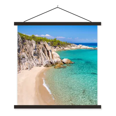 Produktbild von MuchoWow® Textilposter Meer - Strand - Sommer 120x120 cm mit schwarzem Rahmen - Aufhängungsset