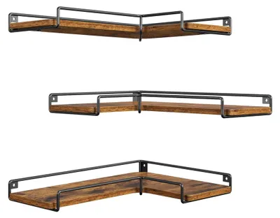 Immagine prodotto di Mensola angolare a forma di L, set da 3 pezzi | Marrone | 40x14x29 cm