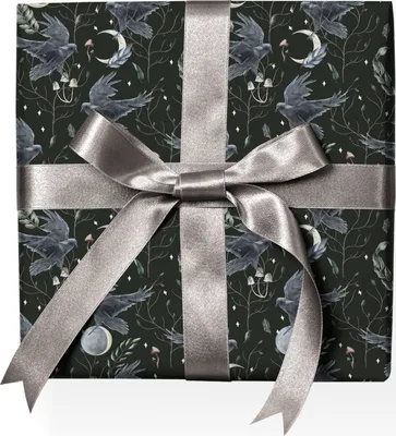 Produktbild von Cooles Geschenkpapier: Herbst Geschenkpapier mit Raben und Mond, beige - G22126, 32 x 48cm