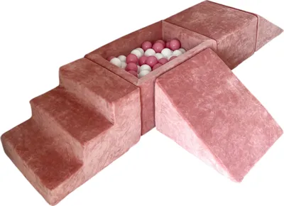 Produktbild von Monio for Kids - Rosa Schaumstoff-Set Samt 5 Elemente Bällebad 100 Bälle abnehmbar waschbar Indoor Kinderzimmer Spielplatz