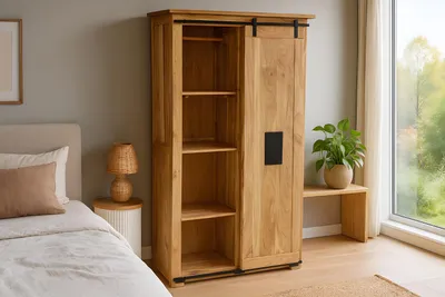 Produktbild von Kleiderschrank 175 x 100 x 45 cm Akazienholz massiv naturfarben LIBRO