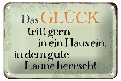 Produktbild von Blechschild Spruch 18x12cm Glück tritt gern ein gute Laune