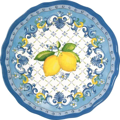Produktbild von Frühstücksteller SORRENTO Zitronen D. 23,5cm weiß blau gelb Melamin Easy Life