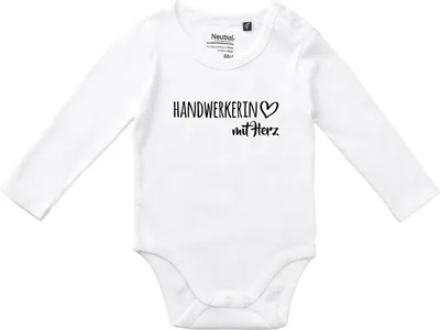 Produktbild von Huuraa Baby Body Handwerkerin mit Herz 74 White  Baumwolle Fairtrade Langarmbody Geschenkidee