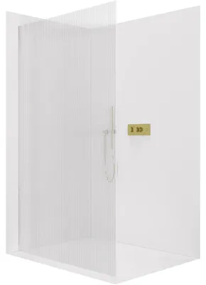 Immagine prodotto di CERANO - Box doccia Walk-in Crystal L/P - 8 mm - sistema senza montanti - vetro dorato rigato - 150x200 cm