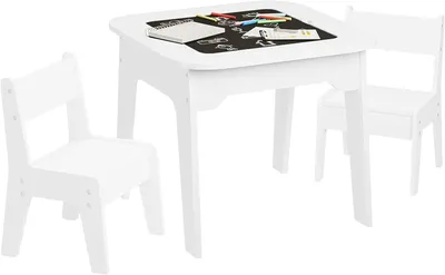 Immagine prodotto di Tavolo per bambini con 2 sedie e spazio contenitivo | Bianco | 60x60x49 cm