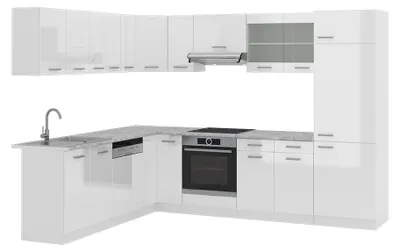 Produktbild von Eckküche Vicco R-Line Weiß Hochglanz/Weiß 287 x 227 cm ohne Arbeitsplatte, Model 29291
