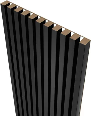 Produktbild von MEBANO. Akustikpaneele auf Weißplatte - 4 Stücke x (240x18,5 cm), Schwarz, Wanddeko Lamellen aus MDF, Wandverkleidung, Paneele Wand Wohnzimmer, Holzpaneele auf HDF-Platte