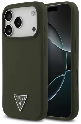 Obrázok produktu pre Guess – Silicone Triangle Logo MagSafe obal na iPhone 17 Pro – khaki