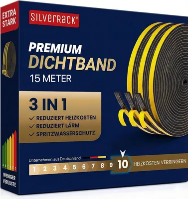 Imagen del producto de Cinta de sellado autoadhesiva, de espuma, de 6 mm x 1,5 mm, para sellado de puertas y ventanas