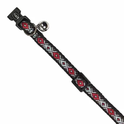 Productafbeelding van Kattenhalsband van nylon met rhombusmotief in zwart