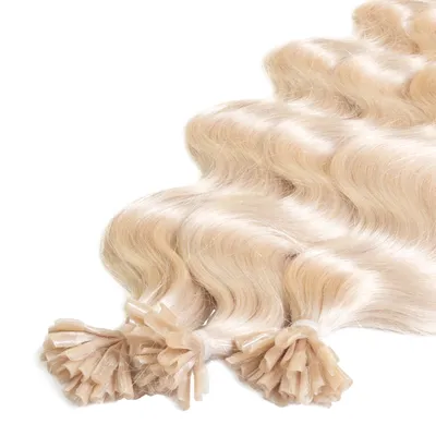 Immagine prodotto di hair2heart Premium Extension capelli umani ondulati - 25 ciocche 1g 60cm 10/0 biondo chiaro