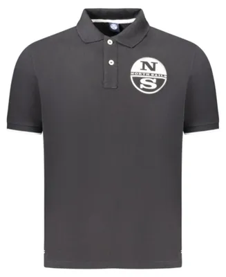 Produktbild von Elegantes Herren-Poloshirt, Schwarz mit Kontrastdetails und Logo-Druck