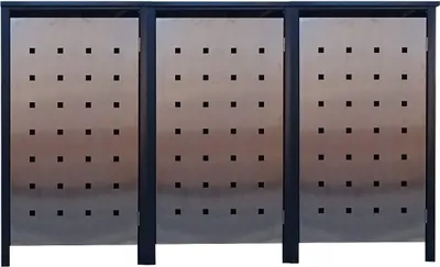 Produktbild von 3x Premium 120 Liter Tailor Mülltonnenboxen Stanzung 2 Anthrazit Tür-Edelstahl