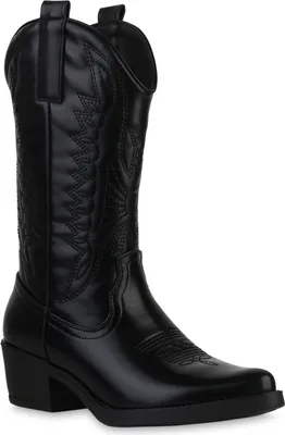 Produktbild von VAN HILL Damen Cowboystiefel Stiefel Stickereien Schuhe 840208, Farbe: Schwarz, Größe: 38