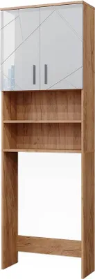 Produktbild von Waschmaschinenschrank Vicco Irma Weiß Hochglanz/Goldkraft Eiche 64 x 190.5 cm, Model 41579