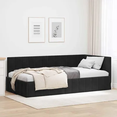 Produktbild von Bettgestell - Bett - Doppelbett - Schlafsofa - Bettrahmen - Schwarz - Samt-Kopfteil