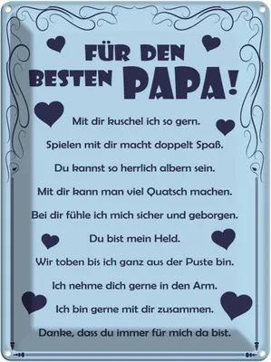 Produktbild von vianmo Blechschild 40x30 cm Für den besten Papa Spruch Zitat