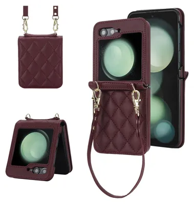 Obrázok produktu pre Pre Samsung Galaxy Z Flip7 FE / Flip6 5G Puzdro Rhombus Texture Lanyards