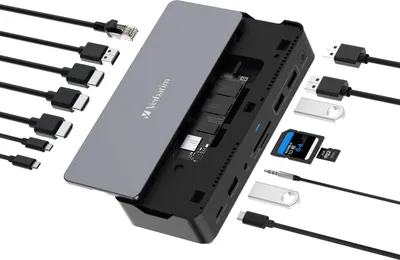 Zdjęcie produktu dla Stacja dokująca Verbatim USB-C Pro CDS-15SSD: 15 portów z dyskiem SSD, kolor: czarny