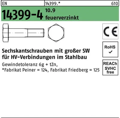 Produktbild von Sechskantschraube EN 14399-4 M 36 x 160 10.9 feuerverzinkt