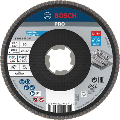 Produktbild von PRO X571 Fächerschleifscheibe X-Lock, abgewinkelt, 125 mm, K80