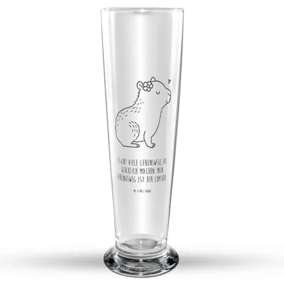 Produktbild von Mr. & Mrs. Panda Trinkglas Capybara Blume - Transparent - Geschenk, Bier Glas, Glasbierglas, Bierbecher, Lustige Sprüche, Bierglas, Glasbecher