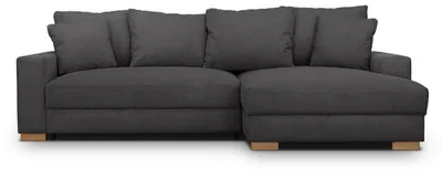 Image de Canapé 3 places Almo, convertible en lit et avec espace de rangement, réversible, tissu velours anthracite "Rippcord", 232 cm