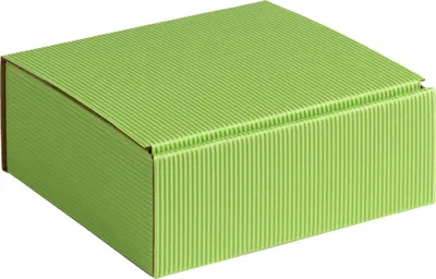Immagine prodotto di Scatola regalo in cartone ondulato aperto, cartone rigato VERDE CHIARO, dimensioni 15x14x5,5 cm, 100 pezzi.