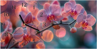 Produktbild von Wanduhr aus Glas mit Motiv Orchidee Bokeh- 60 x 30 cm - inkl. Aufhängesystem