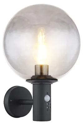 Immagine prodotto di Applique, vetro fumé, acciaio inox, rilevatore di movimento, H 37 cm
