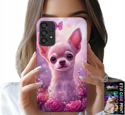 Produktbild von Hülle Für Samsung Galaxy A53 5G - Süsser Chihuahua Auf Rosa Hintergrund Mit Blumen