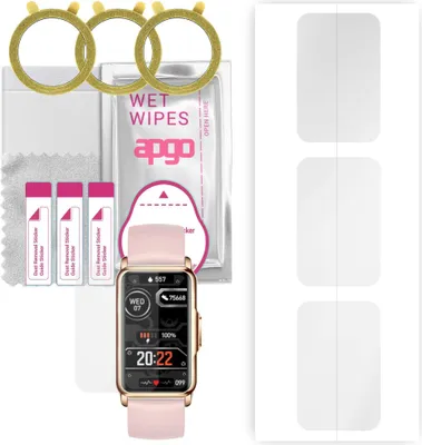 Produktbild von apgo 3 Stück Schutzfolie, klar, kompatibel mit Rubicon RNCF04 Smartwatch, Hydrogel Displayschutzfolie mit Positionierhilfe, Displayfolie, robust und kratzfest