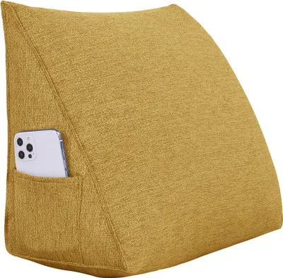 Image de Coussin de lecture - Coussin triangulaire en forme de coin pour le lit et le canapé, Coussin dorsal confortable, Coussin de soutien pour la lecture et la détente, avec housse amovible