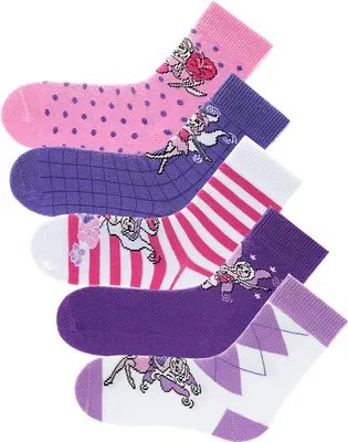 Produktbild von H.I.S. Socken Bunte Kindersocken, unterschiedlich gemustert 5 -teilig lila-pink Größe 27/30
