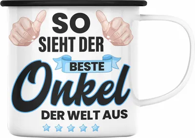Produktbild von Trendation - Bester Onkel Geschenk von Nichte Neffe Lustige Emaille Tasse Spruch Geschenke für Onkel Nichten Geschenkidee Lustig (Schwarz)